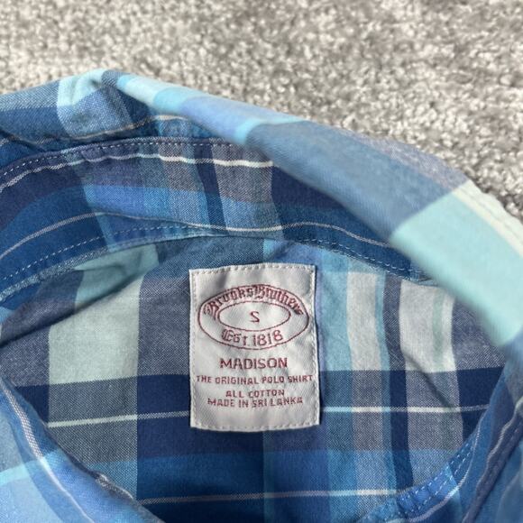 Brooks Brothers Dress Shirt Mens Small Plaid Button Down Spring Cotton Blue - Picture 3 of 11